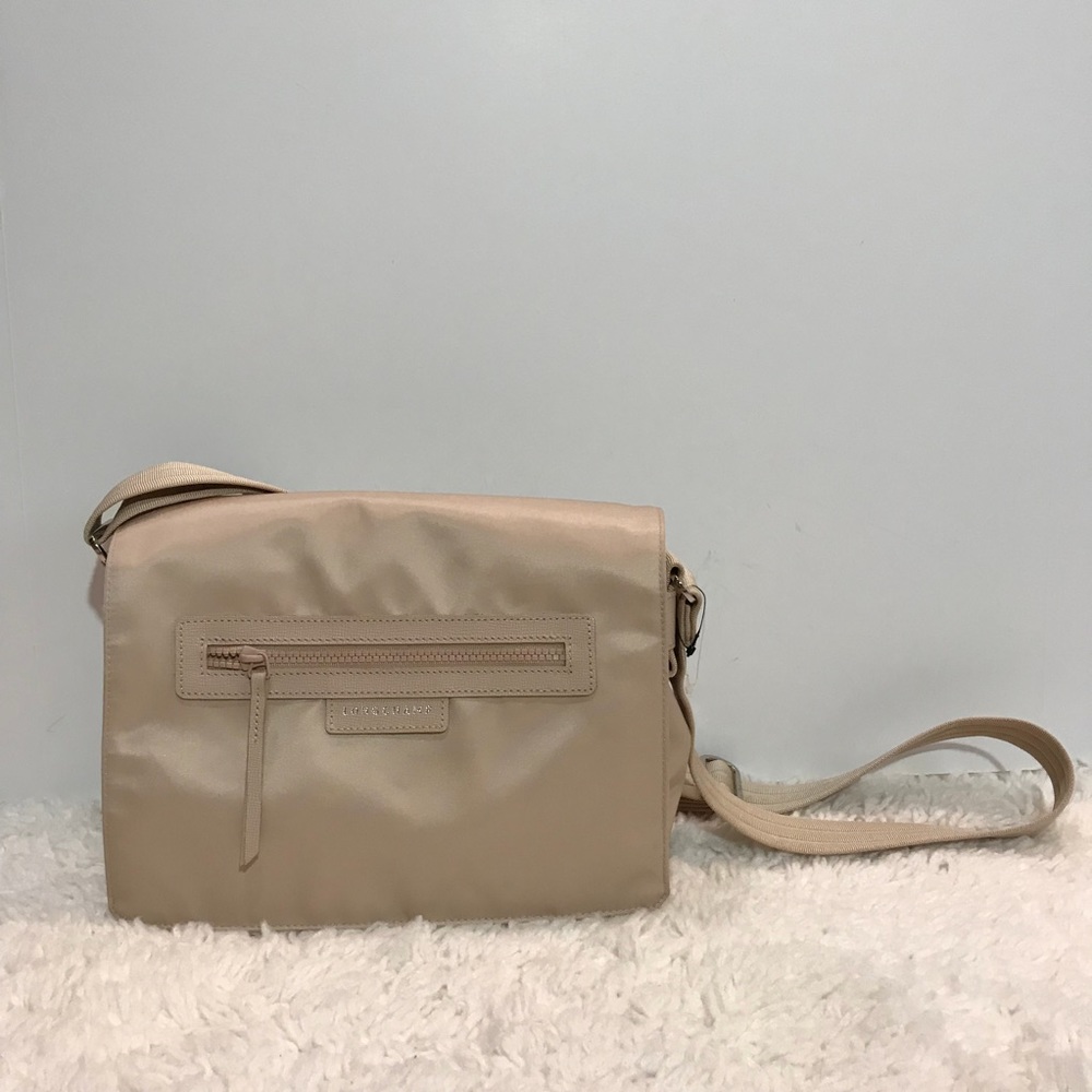 Longchamp Cream Nylon Messenger Crossbody Bag